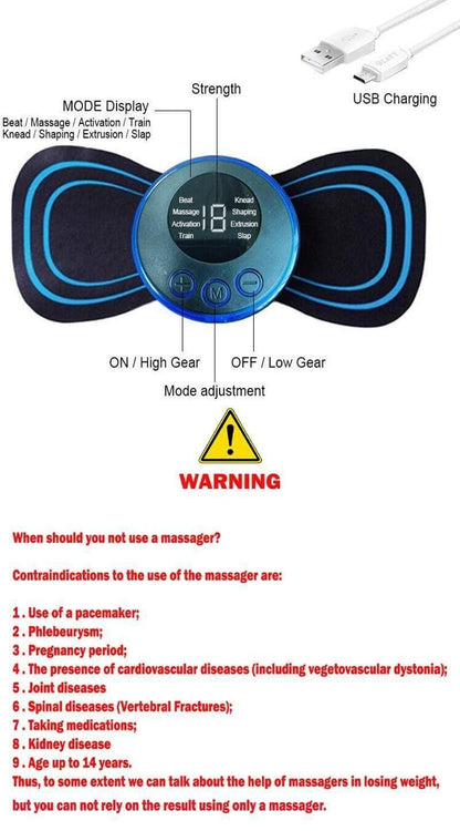 Mini Massager with 8 Modes and 19 Strength Levels,Rechargeable Electric Massager